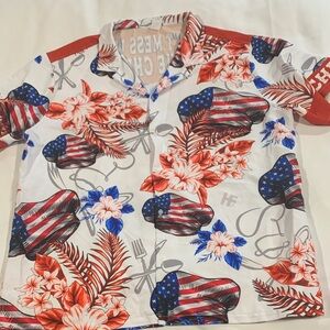 Patriotic Floral Kids Button Down Shirt